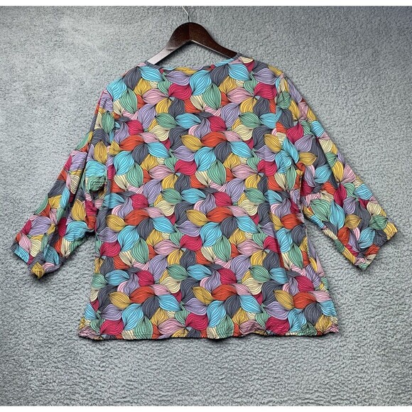 Parsley & Sage Shirt Womens XL Artsy Hosta Leaf Geometric All Over Print Blouse - Picture 6 of 9